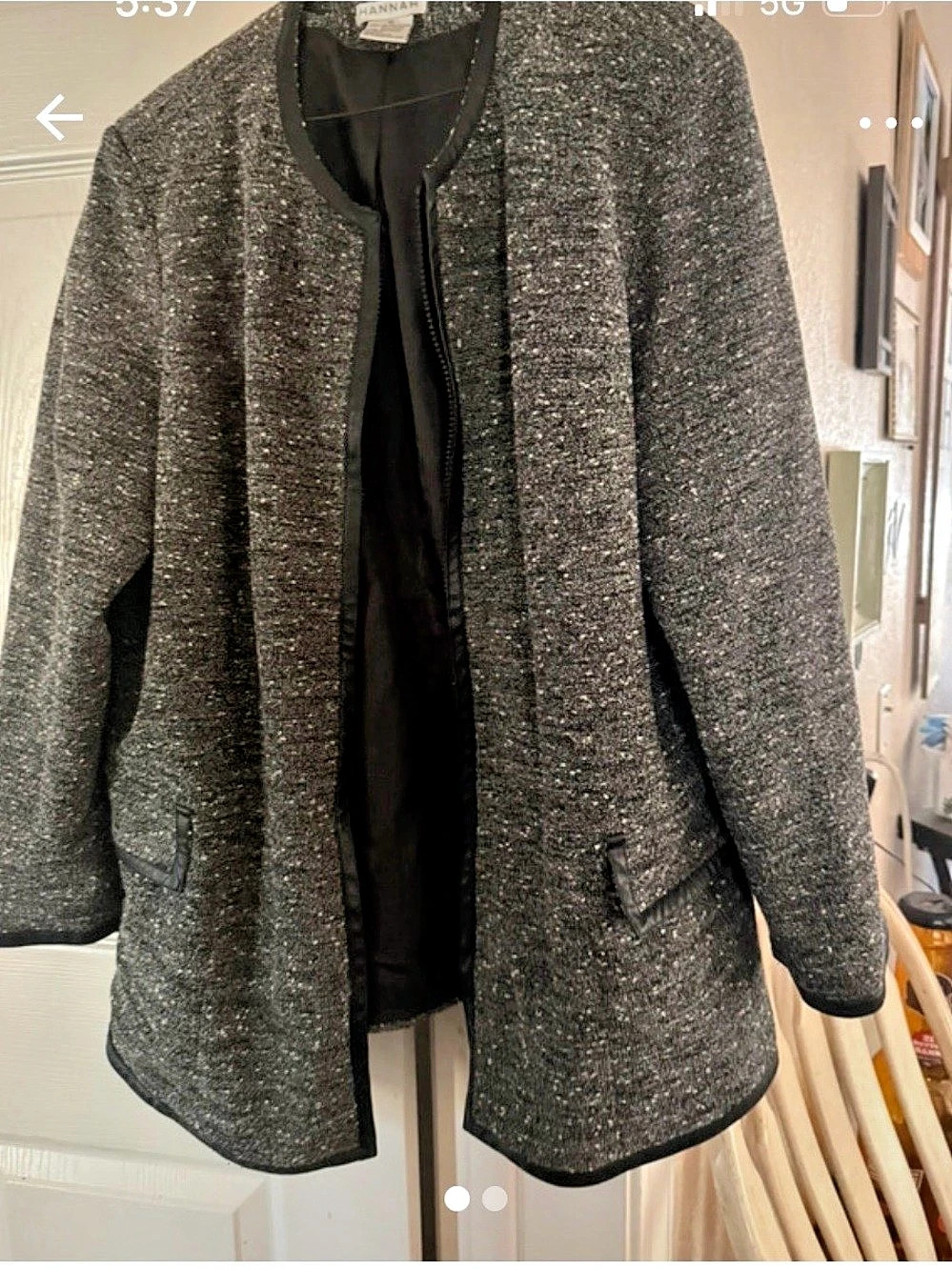 Hannah Women's Gray & Black Blazer Size 16 Like New